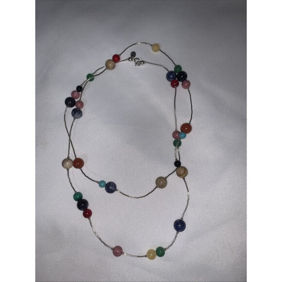 Carolyn Pollack Jewelry - Carolyn Pollack 925 Liquid Sterling Beads Polish Stone Beads Necklace 16-17 Inch
